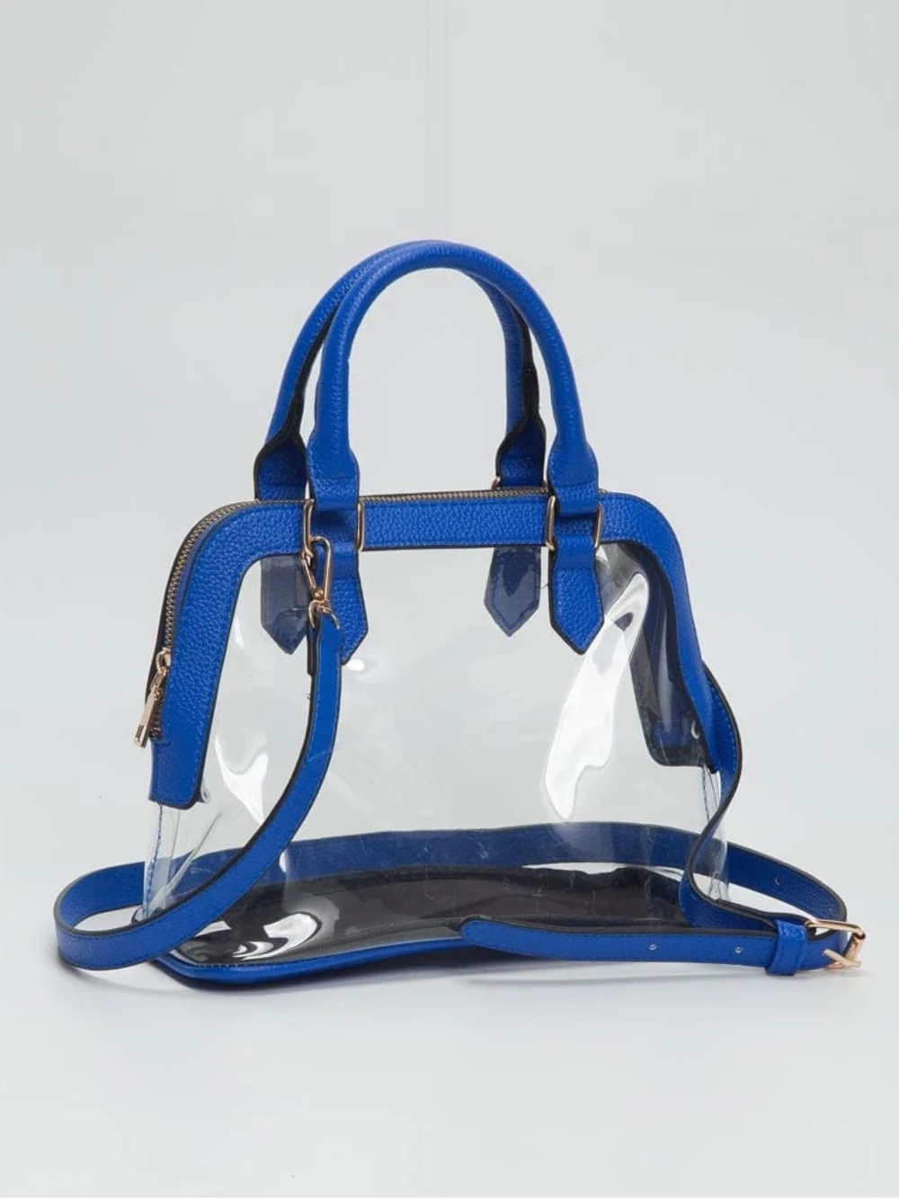 Clear Dome Satchel with Royal Blue Trim - Stylish Women’s Handbag